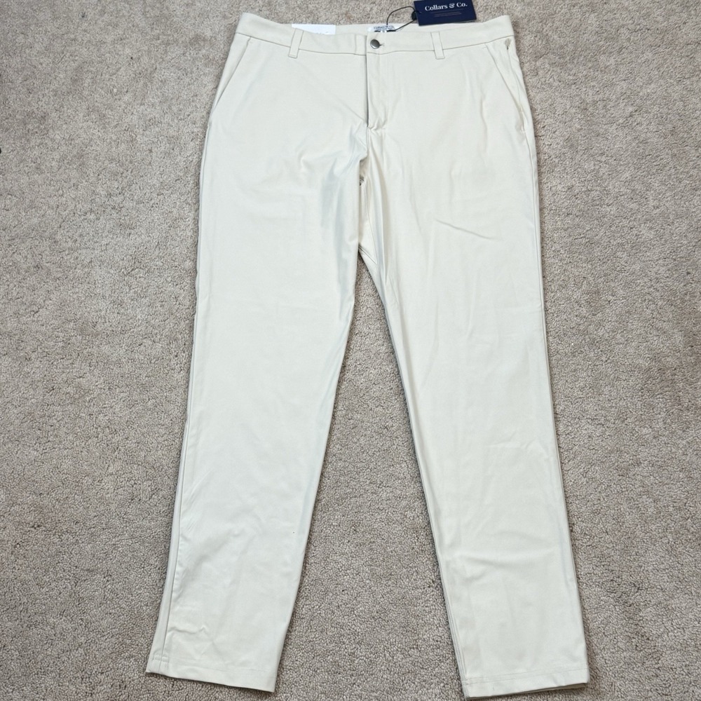 Collars And Co Apex Tech Pants 36 Ivory Performance 36x32 Stretch Tailored Fit